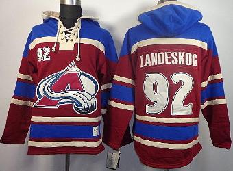 Colorado Avalanche 92 Gabriel Landeskog Red Lace-Up NHL Jersey Hoodies