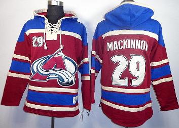 Cheap Colorado Avalanche 29 Nathan MacKinnon Red Lace-Up NHL Jersey Hoodies For Sale