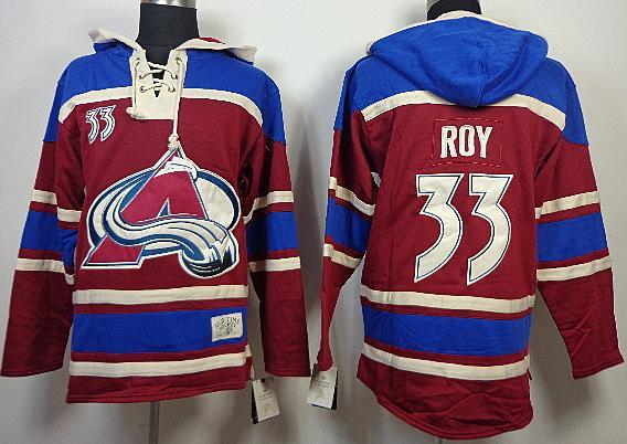 Cheap Colorado Avalanche 33 Patrick Roy Red Lace-Up NHL Jersey Hoodies For Sale