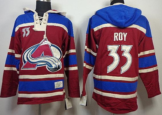 Colorado Avalanche 33 Patrick Roy Red Lace-Up NHL Jersey Hoodies