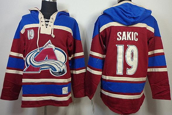 Colorado Avalanche 19 Joe Sakic Red Lace-Up NHL Jersey Hoodies