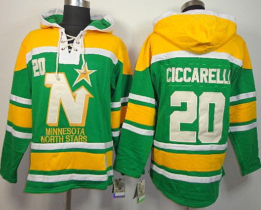 Cheap Dalls Stars 20 Dino Ciccarelli Green Lace-Up NHL Jersey Hoodies For Sale