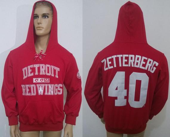 Cheap Detroit Red Wings 40 Henrik Zetterberg Red NHL Hoodies For Sale