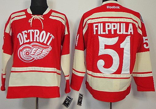 Detroit Red Wings 51 Valtteri Filppula 2014 Bridgestone Winter Classic Red NHL Jerseys