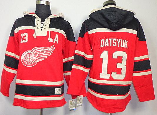 Detroit Red Wings 13 Pavel Datsyuk Red Lace-Up NHL Jersey Hoodies