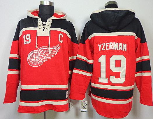 Deroit Red Wings #19 Steve Yzerman Red Lace-Up NHL Jersey Hoodies