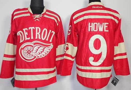 Cheap Detroit Red Wings 9 Howe 2014 Bridgestone Winter Classic Red NHL Jerseys For Sale
