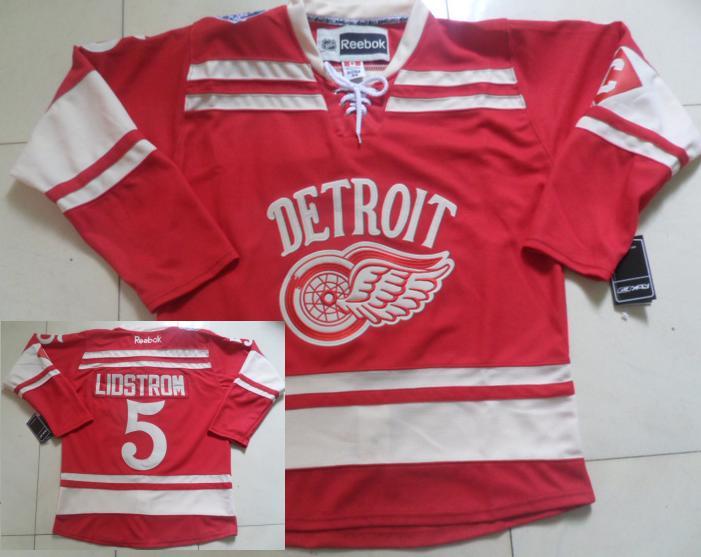Deroit Red Wings 5 Nicklas Lidstrom 2014 Winter Classic Red NHL Jerseys