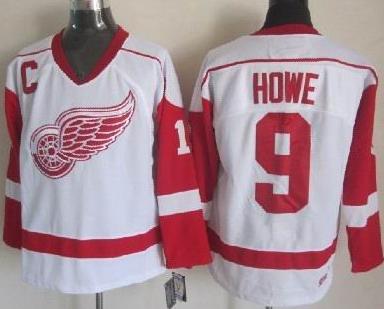 Detroit Red Wings 9# Howe White NHL Jerseys