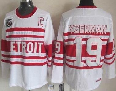 Cheap Detroit Red Wings 19# Yzerman White 75TH CCM NHL Jerseys For Sale