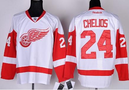 Cheap Detroit Red Wings 24 Chris Chelios White NHL Jerseys For Sale