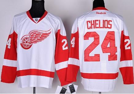 Detroit Red Wings 24 Chris Chelios White NHL Jerseys