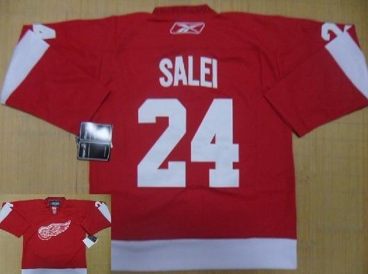 Detroit Red Wings 24 Salei Red NHL Jerseys