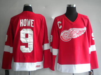 Jerseys Deroit Red wings 9 HOWE red C patch