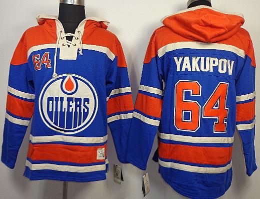 Cheap Edmonton Oilers 64 Neil Yakupov Blue Lace-Up NHL Jersey Hoodies For Sale