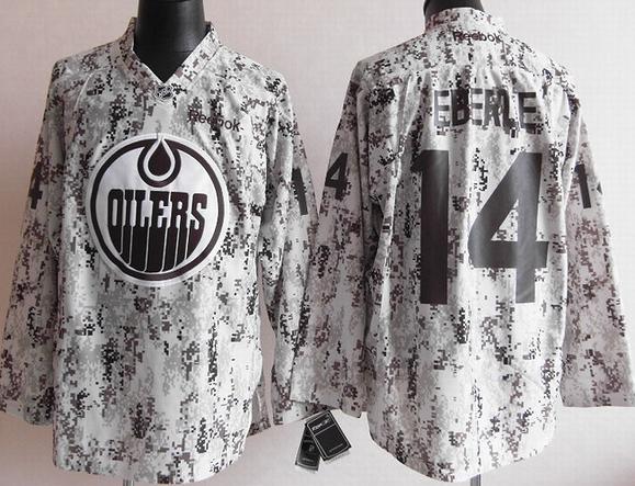 Cheap Edmonton Oilers 14 Jordan Eberle White Camo NHL Jerseys For Sale