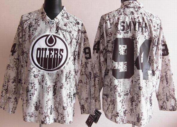 Cheap Edmonton Oilers 94 Ryan Smyth White Camo NHL Jerseys For Sale