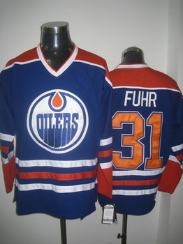 Cheap Edmonton Oilers 31 FUHR blue Jerseys For Sale