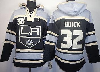 Cheap Los Angeles Kings 32 Jonathan Quick Black Lace-Up NHL Jersey Hoodies For Sale