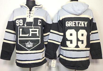 Cheap Los Angeles Kings 99 Wayne Gretzky Black Lace-Up NHL Jersey Hoodies For Sale