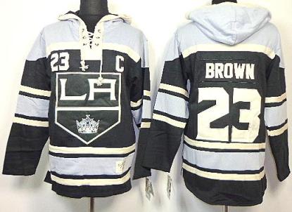 Cheap Los Angeles Kings 23 Dustin Brown Black Lace-Up NHL Jersey Hoodies For Sale