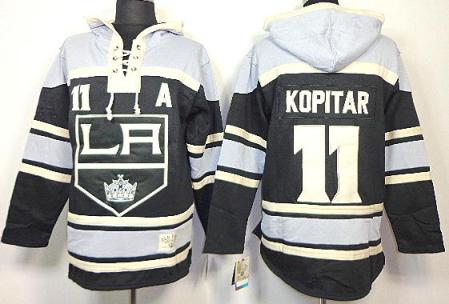 Cheap Los Angeles Kings 11 Anze Kopitar Black Lace-Up NHL Jersey Hoodies For Sale
