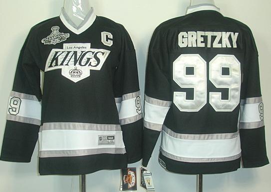 Cheap Los Angeles Kings #99 Wayne Gretzky Black Stanley Cup Finals Champions Patch NHL Jerseys For Sale