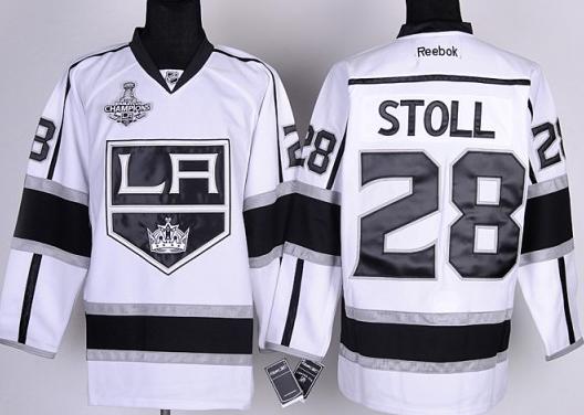 Los Angeles Kings 28# Stoll White 2012 Stanley Cup Finals Champions NHL Jerseys LA Style