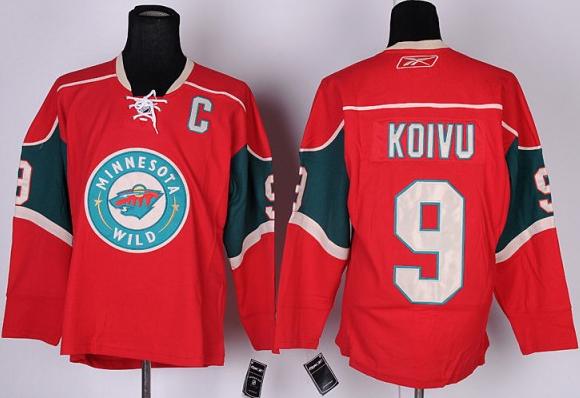 Cheap Minnesota Wild 9 KOIVU Red NHL Jerseys For Sale
