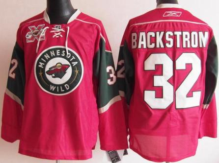 Cheap Minnesota Wild 32 Niklas Backstrom Red 10th NHL Jerseys For Sale