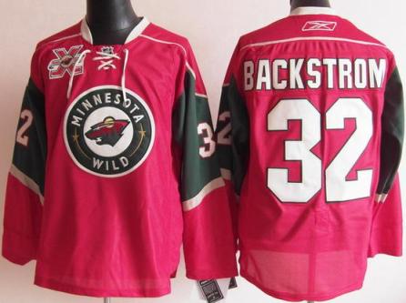 Minnesota Wild 32 Niklas Backstrom Red 10th NHL Jerseys