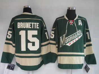 Cheap Minnesota Wild 15 BRUNETTE green Jerseys For Sale