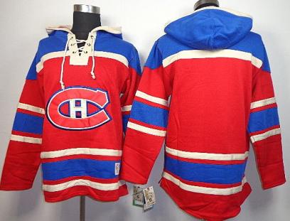 Cheap Montreal Canadiens Blank Red Lace-Up NHL Jersey Hoodies For Sale