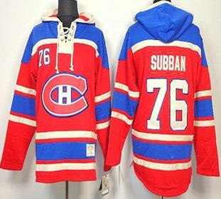 Montreal Canadiens 76 P.K. Subban Red Lace-Up NHL Jersey Hoodies Montreal Canadiens 76 P.K. Subban Red Lace-Up NHL Jersey Hoodies