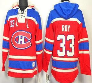 Cheap Montreal Canadiens 33 Patrick Roy Red Lace-Up NHL Jersey Hoodies For Sale