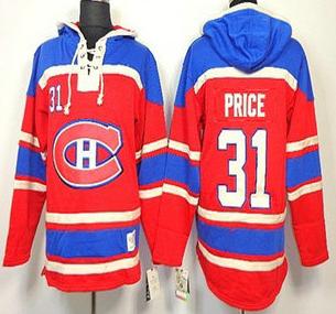 Cheap Montreal Canadiens 31 Carey Price Red Lace-Up NHL Jersey Hoodies For Sale