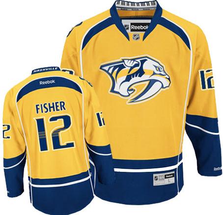 Cheap Nashville Predators #12 Mike Fisher Yellow NHL Jersey For Sale