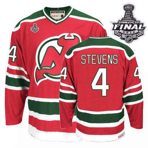 Cheap New Jersey Devils #4 Scott Stevens Red and Green Red and Green With 2012 Stanley Cup Finals Throwback CCM NHL Jerseys For Sale