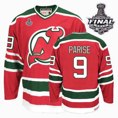 Cheap New Jersey Devils #9 Zach Parise Red and Green With 2012 Stanley Cup Finals Throwback CCM NHL Jerseys For Sale