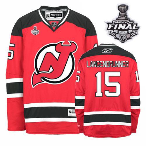 Cheap New Jersey Devils #15 Jamie Langenbrunner Red With 2012 Stanley Cup Finals Patch NHL Jerseys For Sale