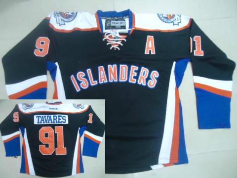 Cheap New York Islanders 91 John Tavares 2012 Black Third Jersey For Sale
