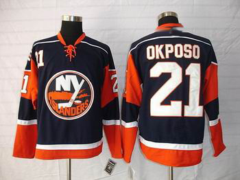 Cheap New York Islanders 21 Kyle Okposo Dark blue jersey For Sale