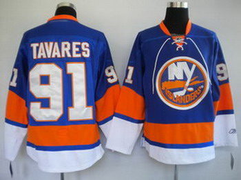 Cheap New York Islanders 91 TAVARES blue For Sale