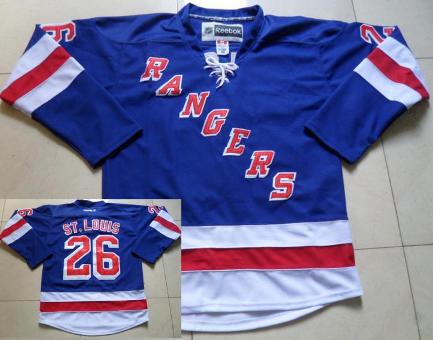 New York Rangers 26 Martin St. Louis Blue Hockey NHL Jerseys