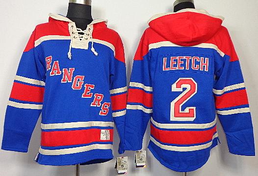 New York Rangers 2 Brian Leetch Blue Lace-Up NHL Jersey Hoodies