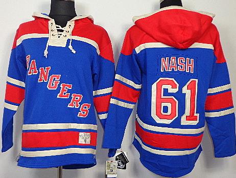 New York Rangers 61 Rick Nash Blue Lace-Up NHL Jersey Hoodies