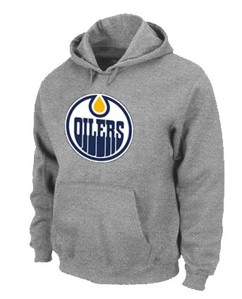 Cheap NHL Edmonton Oilers Big & Tall Logo Pullover Hoodie Grey For Sale