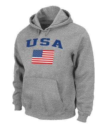 Cheap USA Olympics USA Flag Pullover Hoodie Light Grey For Sale