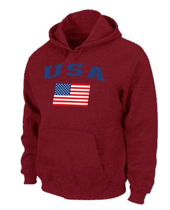 Cheap USA Olympics USA Flag Pullover Hoodie Red For Sale