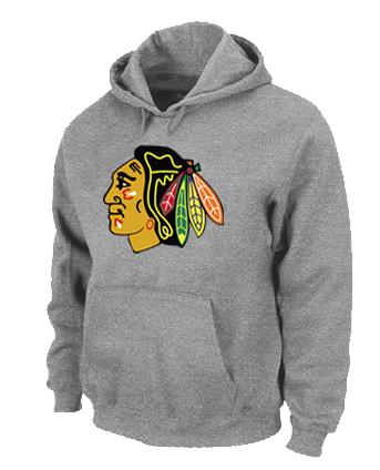 Cheap Chicago Blackhawks Big & Tall Logo Pullover NHL Hoodie Grey For Sale